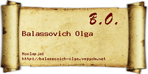 Balassovich Olga névjegykártya